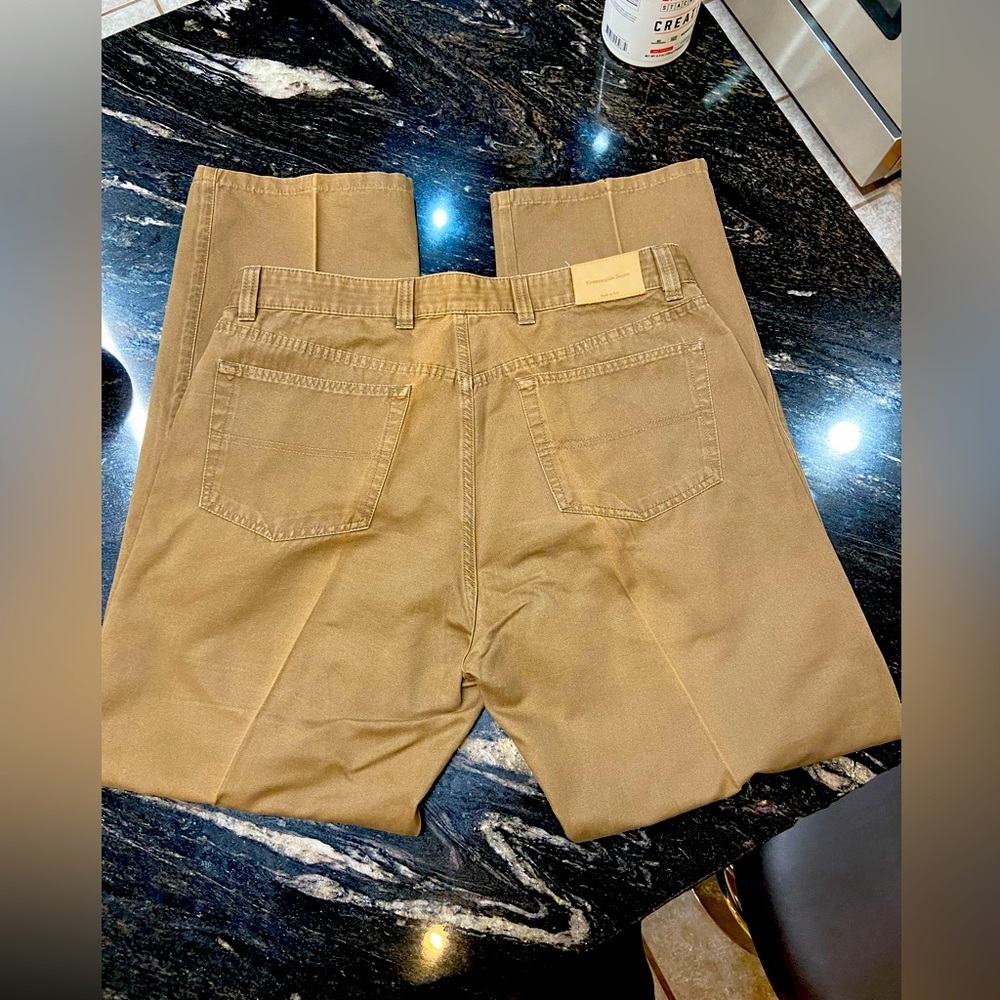 Ermenegildo Zegna 36 Mushroom Brown Straight Leg Pants